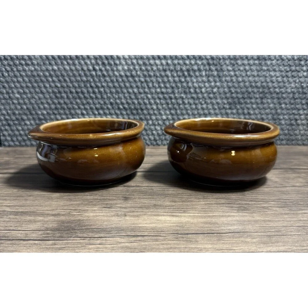 HF Coors China Co CHEFSWARE French Onion Soup Bowl Restaurant Ware Brown Heavy